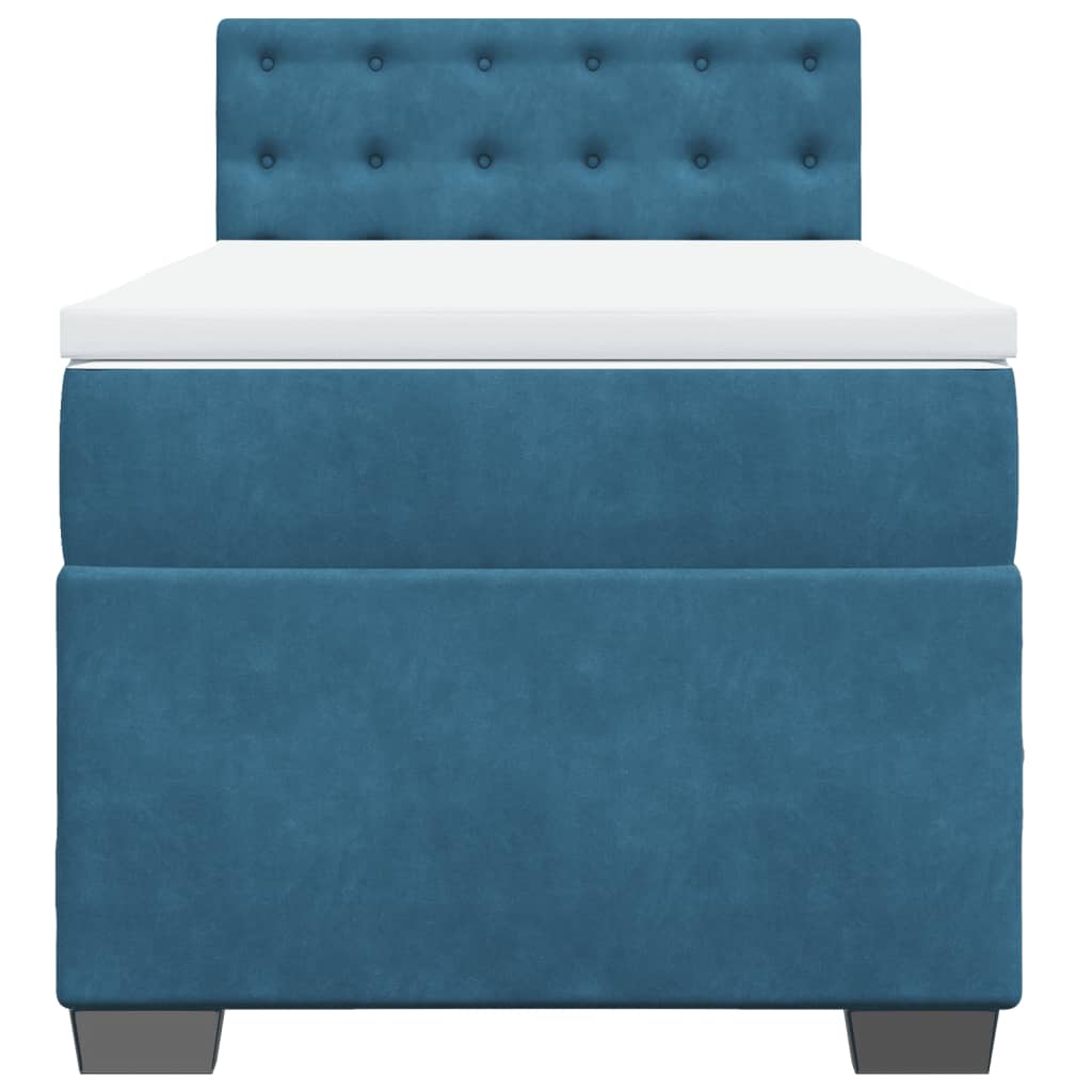 Box Spring Postel S Matrací Tmavě Samet Modrá