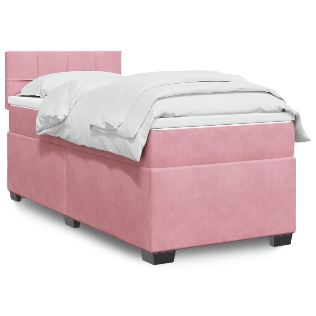 Box Spring Postel S Matrací Samet Růžová