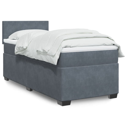 Box Spring Postel S Matrací Samet Tmavě Šedá