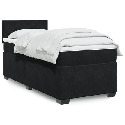 Box Spring Postel S Matrací Černá Samet Černá