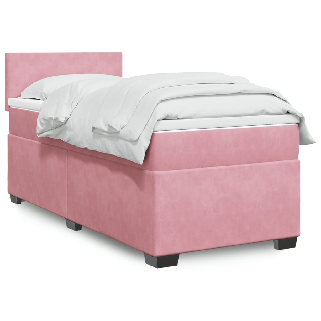 Box Spring Postel S Matrací Samet Růžová