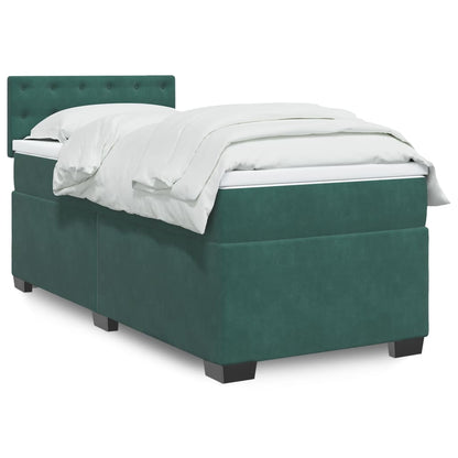 Box Spring Postel S Matrací Samet Tmavě Zelená