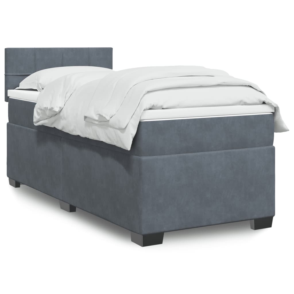 Box Spring Postel S Matrací Samet Tmavě Šedá