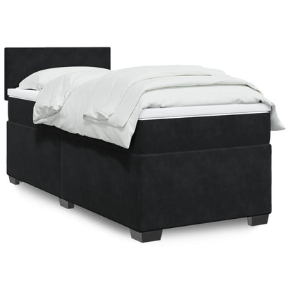 Box Spring Postel S Matrací Černá Samet Černá