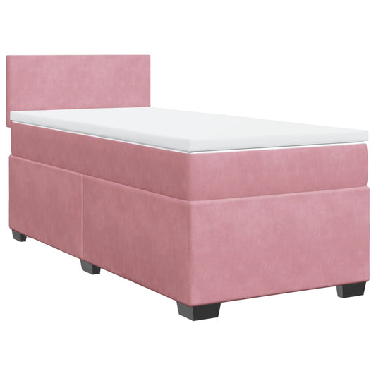 Box Spring Postel S Matrací Samet Růžová