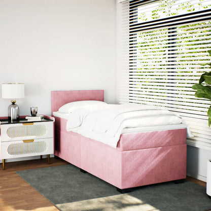Box Spring Postel S Matrací Samet Růžová