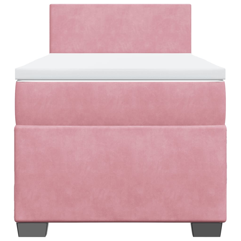 Box Spring Postel S Matrací Samet Růžová