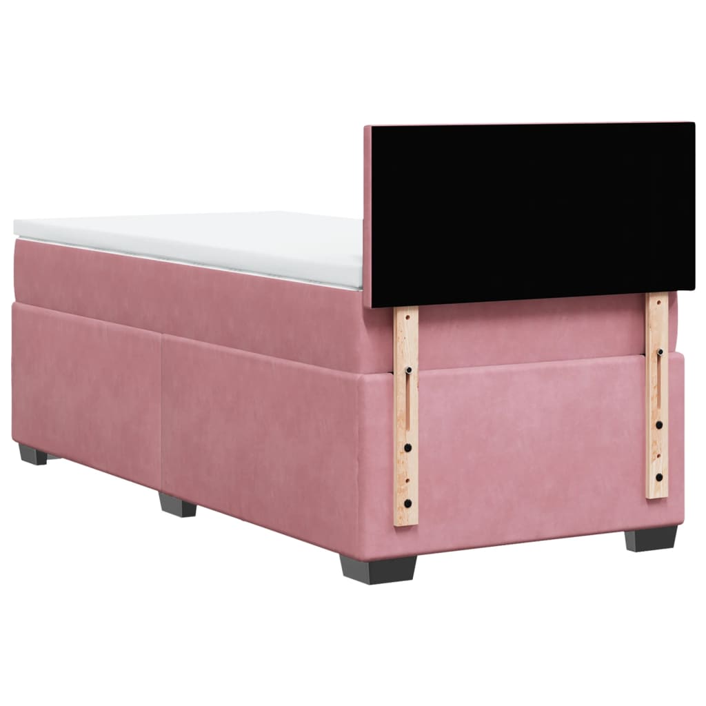 Box Spring Postel S Matrací Samet Růžová