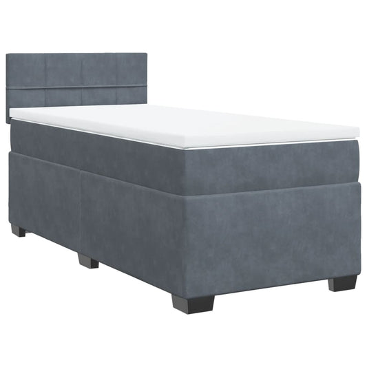 Box Spring Postel S Matrací Samet Tmavě Šedá