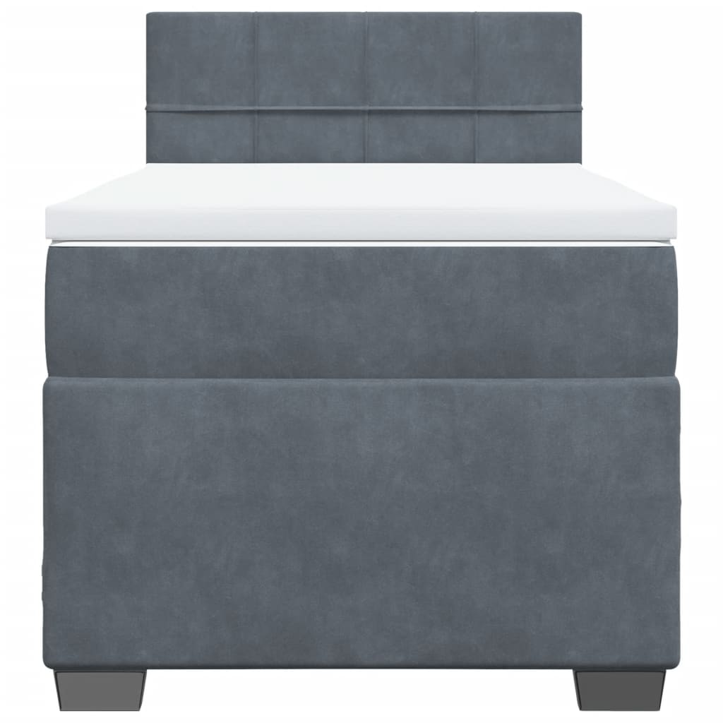 Box Spring Postel S Matrací Samet Tmavě Šedá