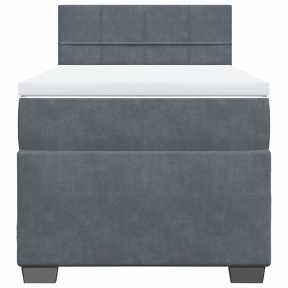 Box Spring Postel S Matrací Samet Tmavě Šedá