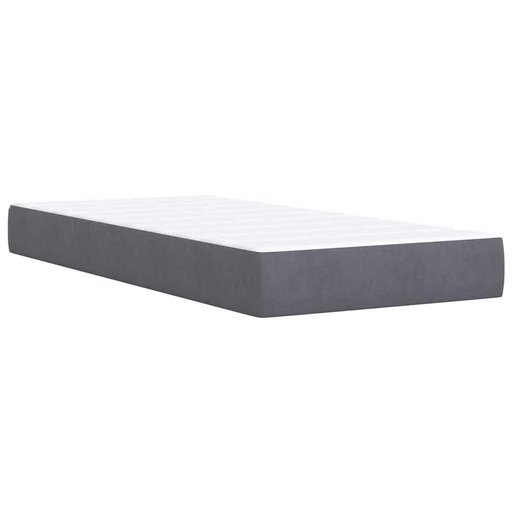 Box Spring Postel S Matrací Samet Tmavě Šedá
