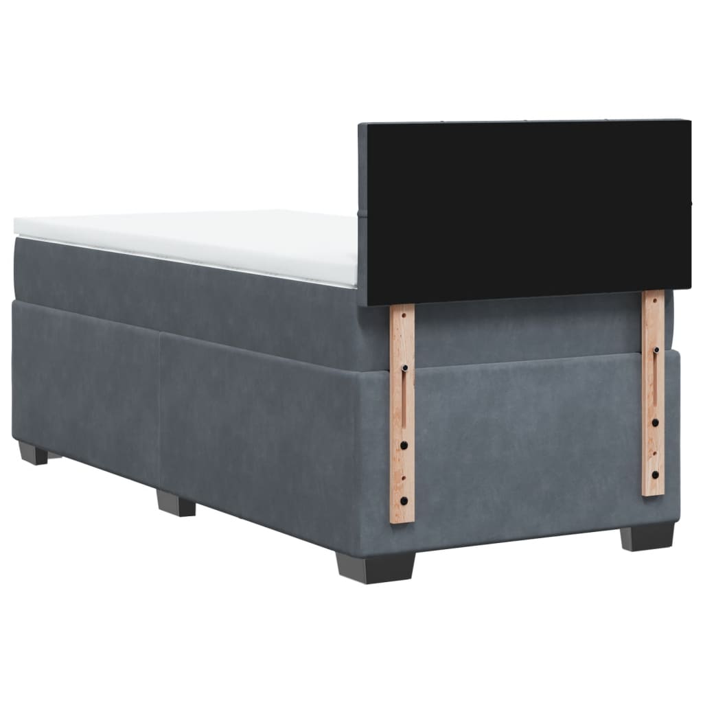 Box Spring Postel S Matrací Samet Tmavě Šedá