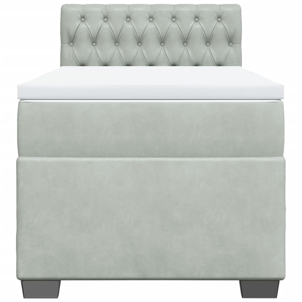 Box Spring Postel S Matrací Samet Světle Šedá