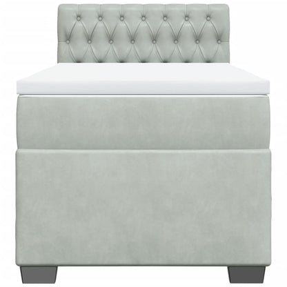 Box Spring Postel S Matrací Samet Světle Šedá