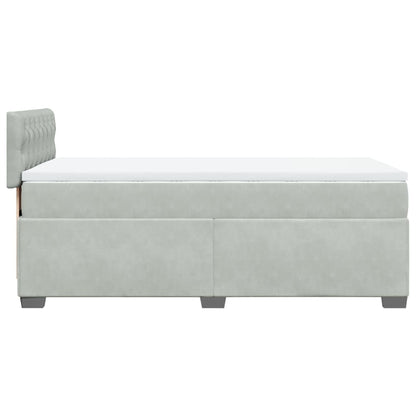Box Spring Postel S Matrací Samet Světle Šedá