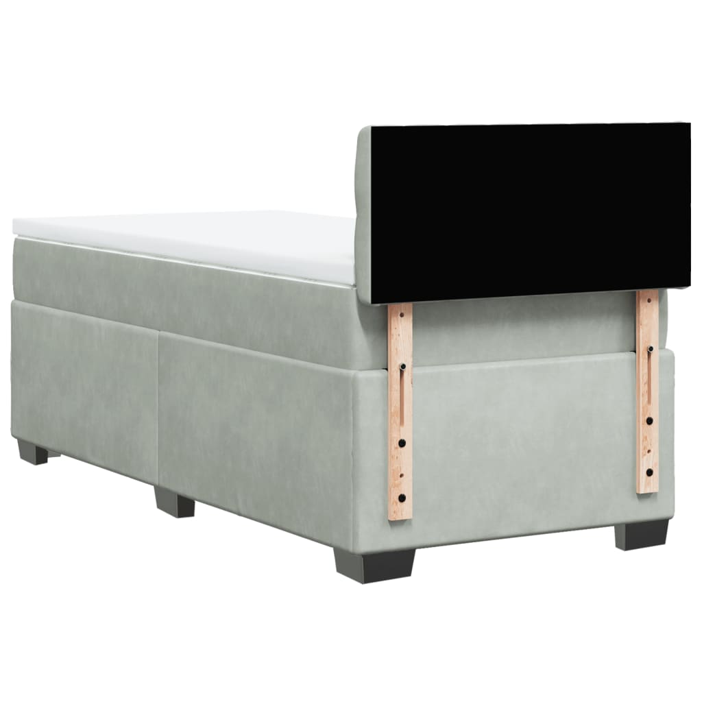 Box Spring Postel S Matrací Samet Světle Šedá