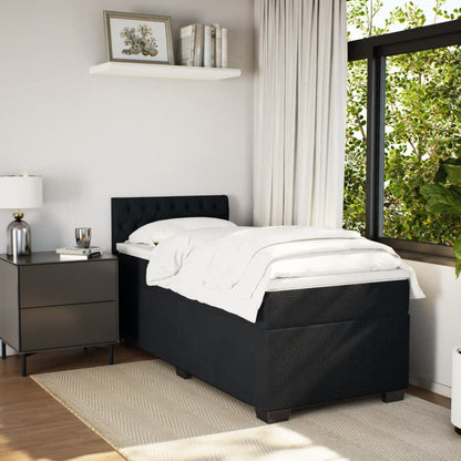 Box Spring Postel S Matrací Černá Samet Černá