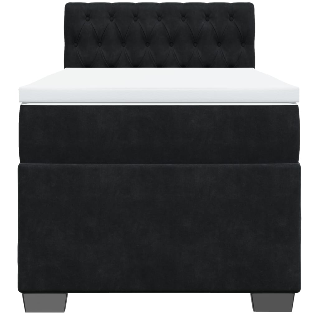 Box Spring Postel S Matrací Černá Samet Černá