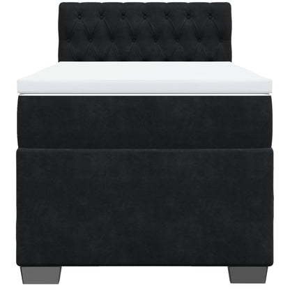 Box Spring Postel S Matrací Černá Samet Černá
