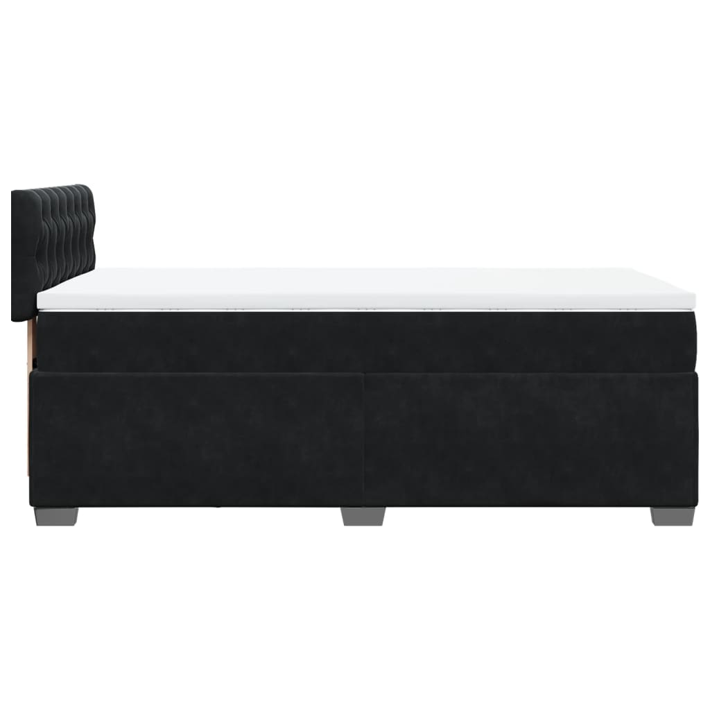 Box Spring Postel S Matrací Černá Samet Černá