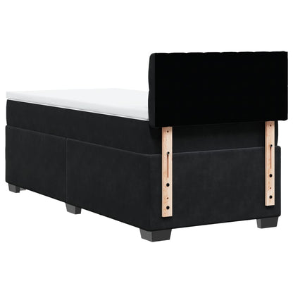 Box Spring Postel S Matrací Černá Samet Černá