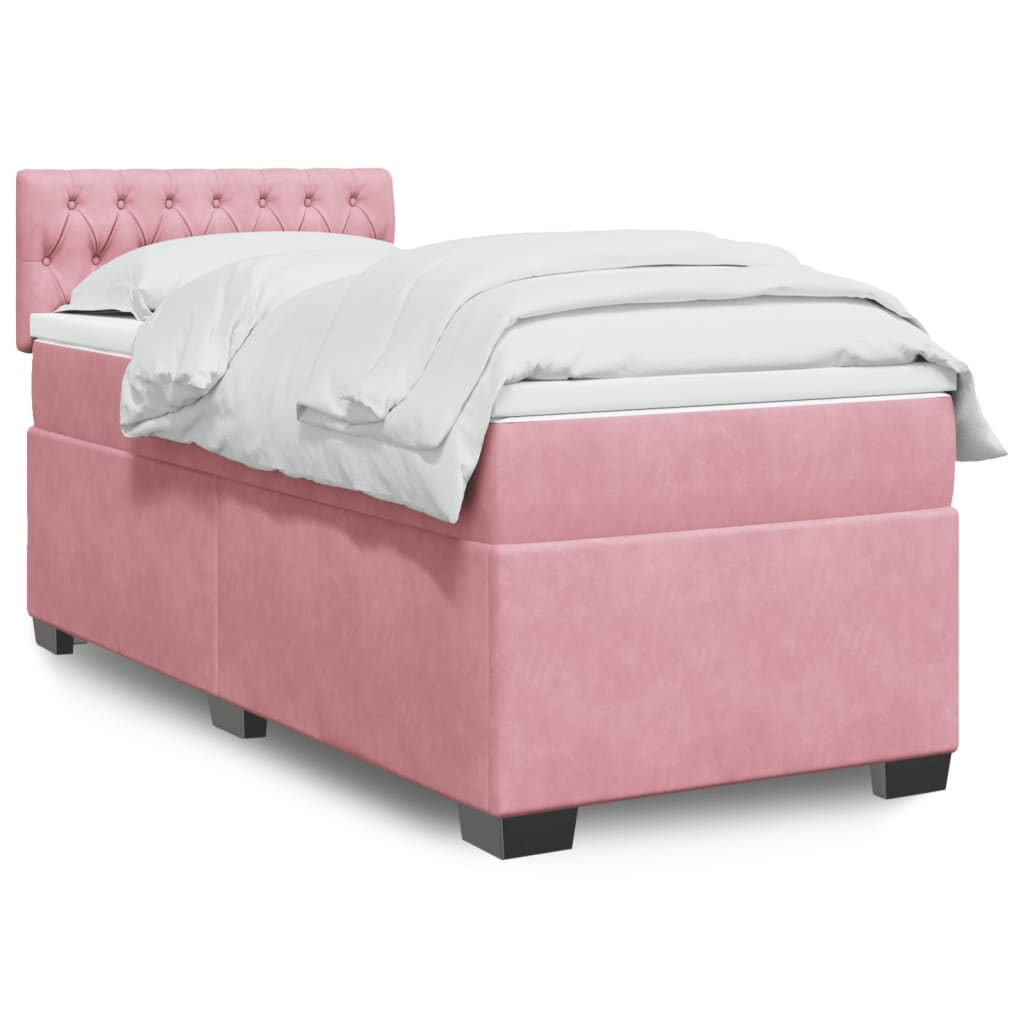 Box Spring Postel S Matrací Samet Růžová