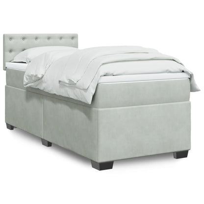 Box Spring Postel S Matrací Samet Světle Šedá