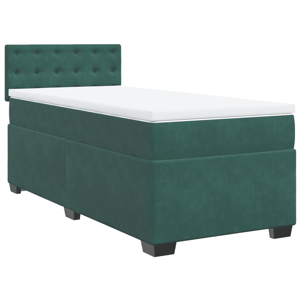 Box Spring Postel S Matrací Samet Tmavě Zelená