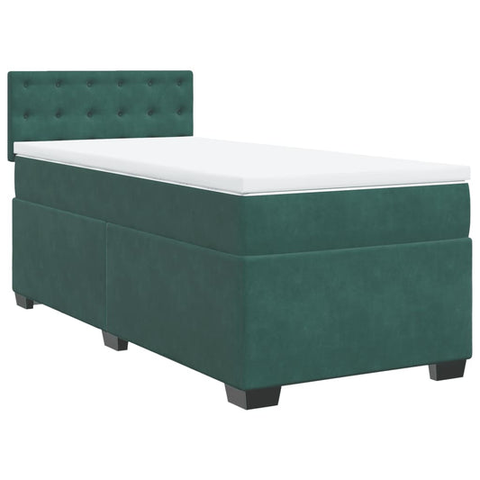 Box Spring Postel S Matrací Samet Tmavě Zelená