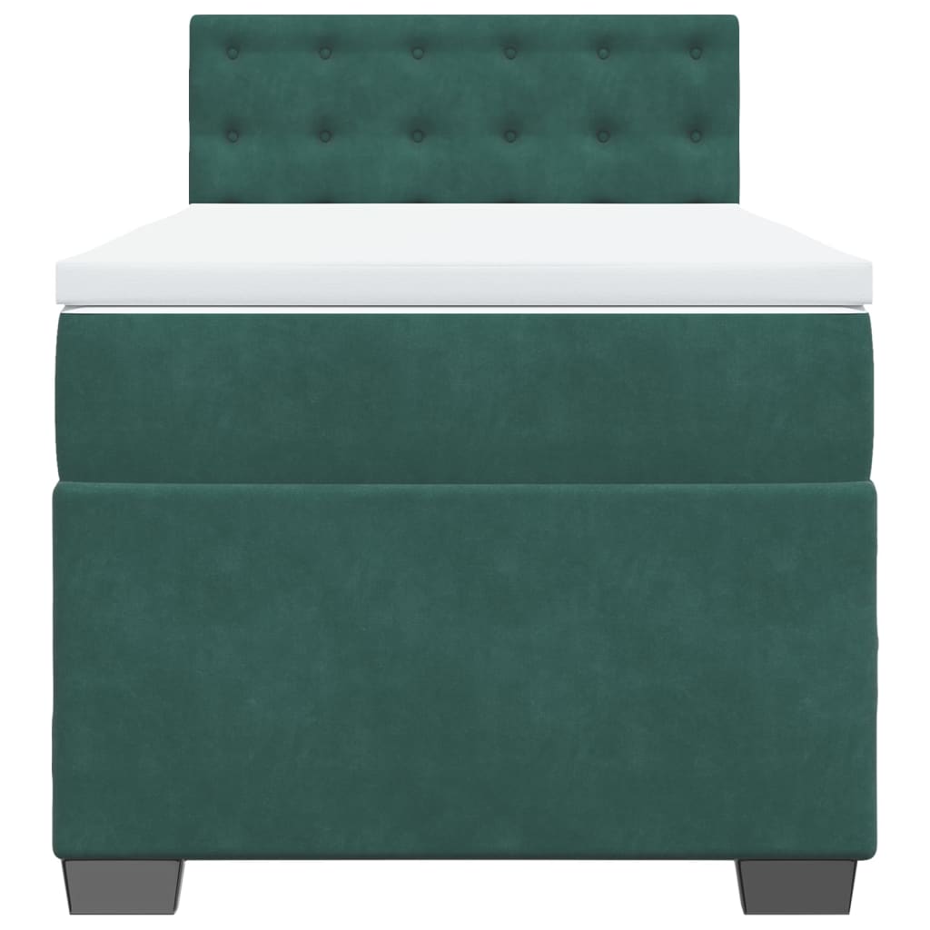 Box Spring Postel S Matrací Samet Tmavě Zelená