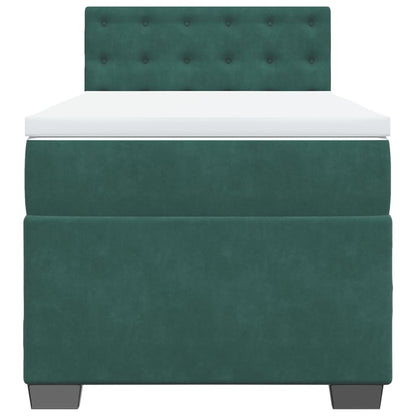Box Spring Postel S Matrací Samet Tmavě Zelená