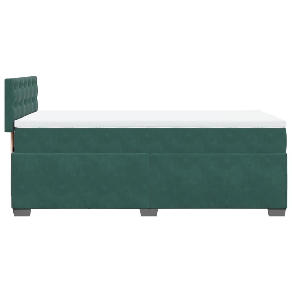 Box Spring Postel S Matrací Samet Tmavě Zelená