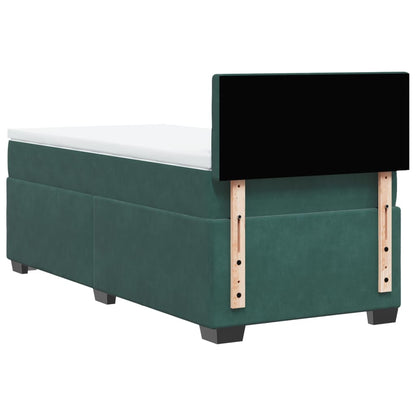 Box Spring Postel S Matrací Samet Tmavě Zelená