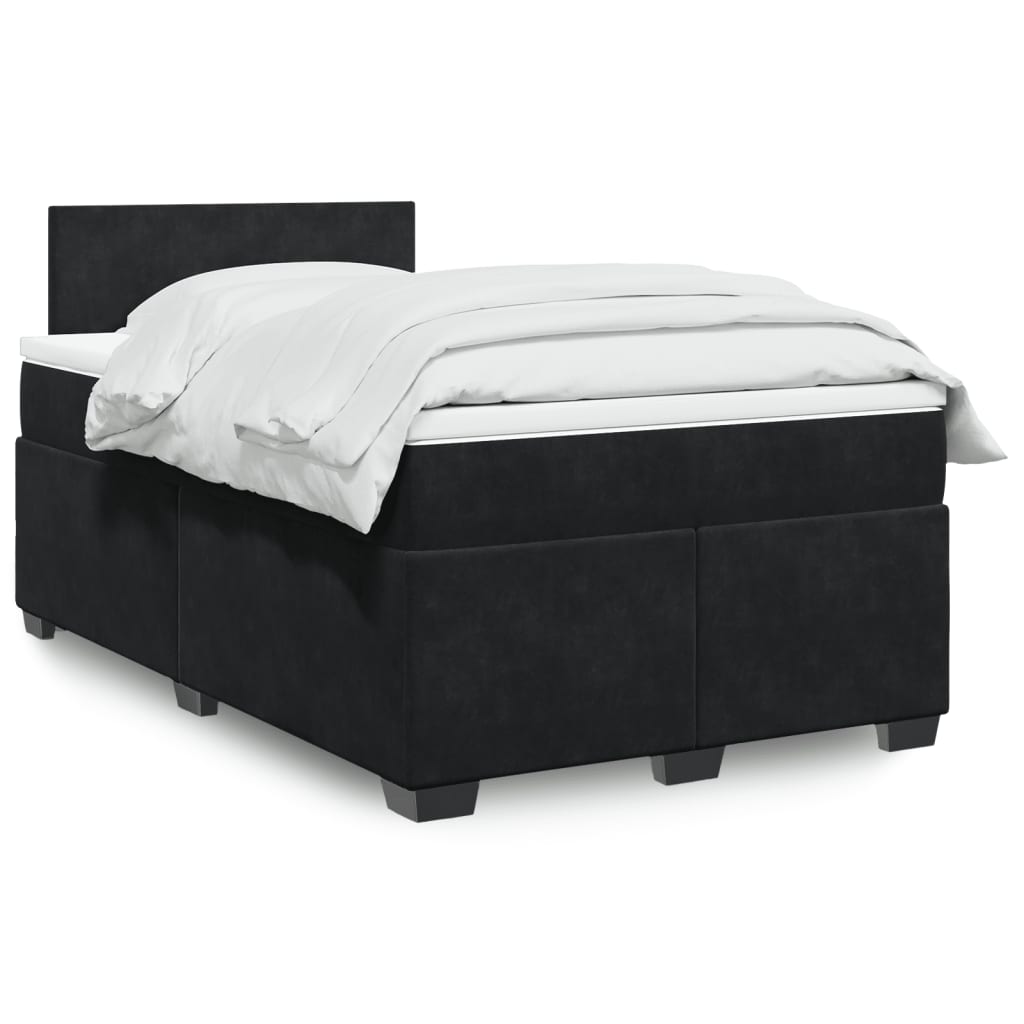 Box Spring Postel S Matrací Černá Samet Černá