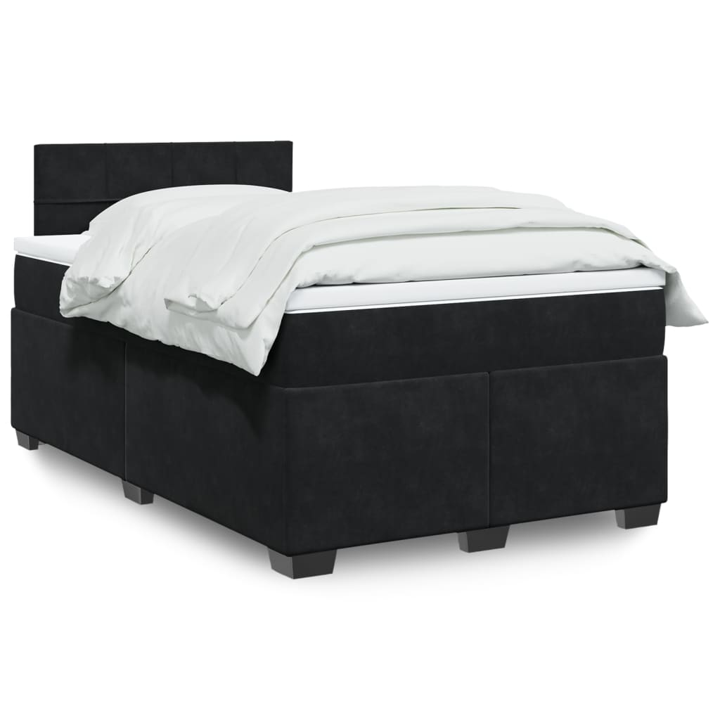 Box Spring Postel S Matrací Černá Samet Černá