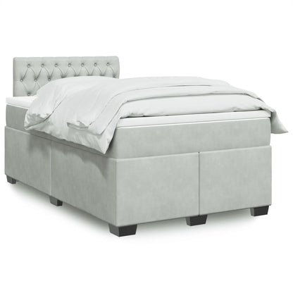 Box Spring Postel S Matrací Samet Světle Šedá