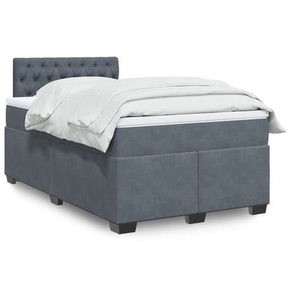 Box Spring Postel S Matrací Samet Tmavě Šedá