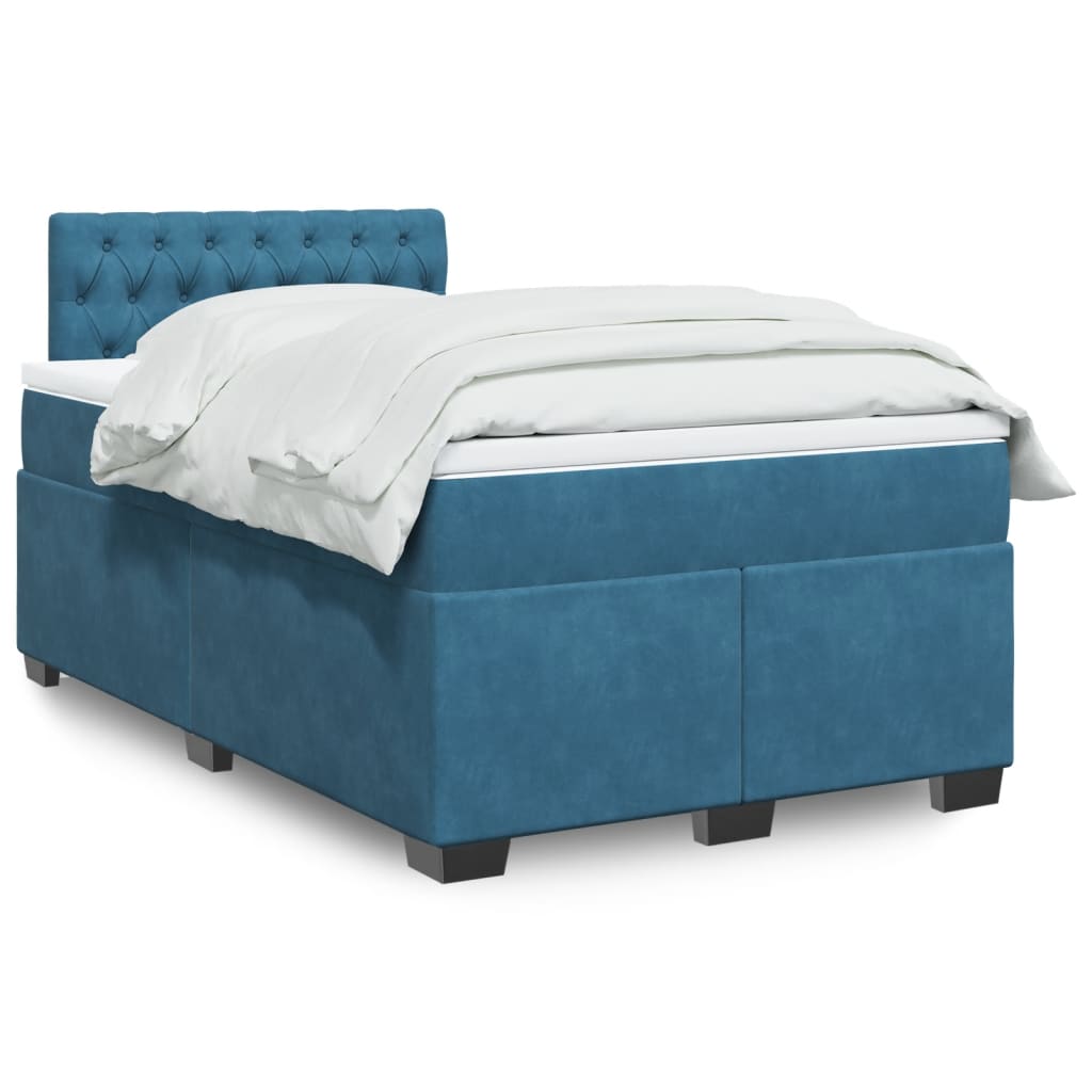 Box Spring Postel S Matrací Tmavě Samet Modrá