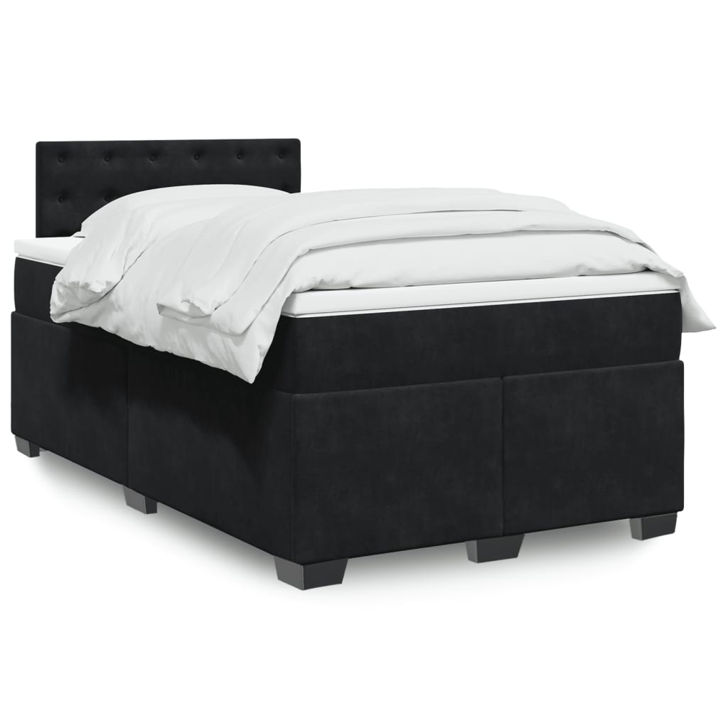 Box Spring Postel S Matrací Černá Samet Černá