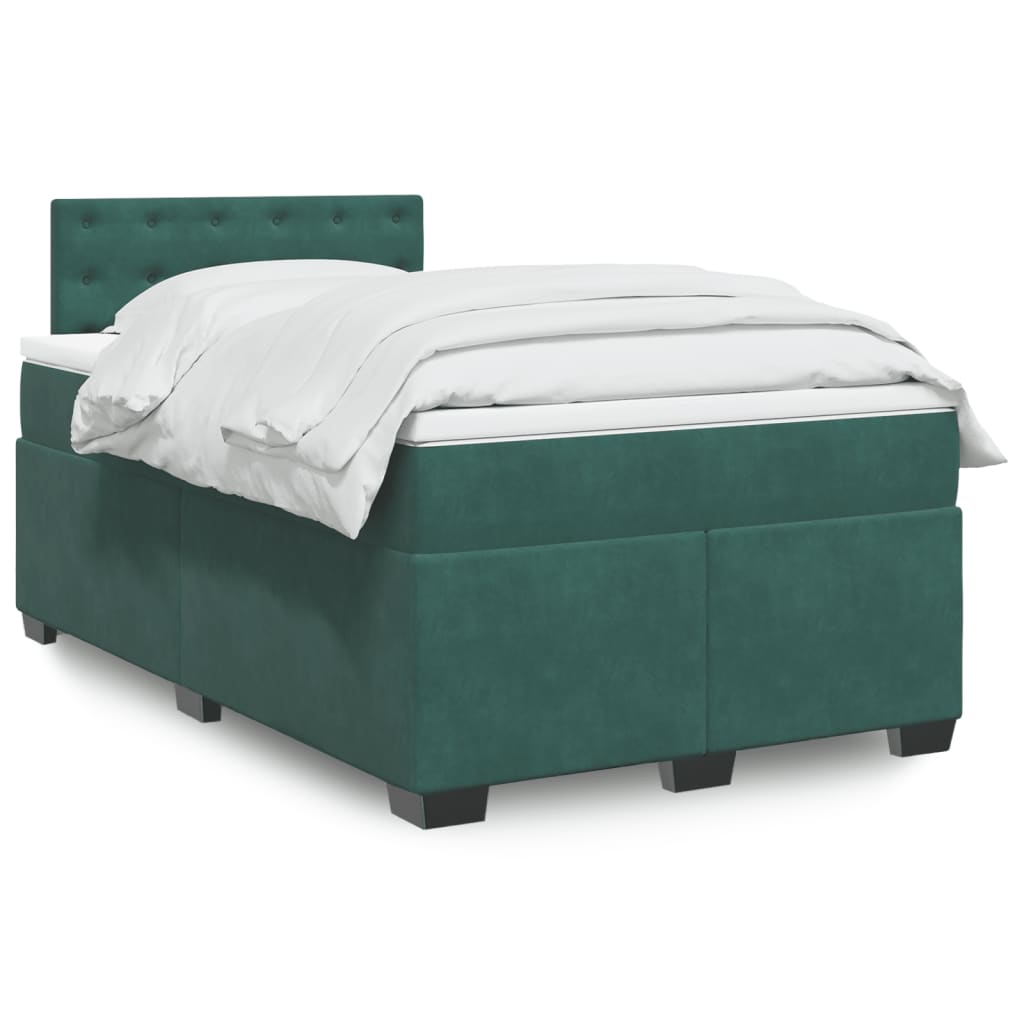 Box Spring Postel S Matrací Samet Tmavě Zelená