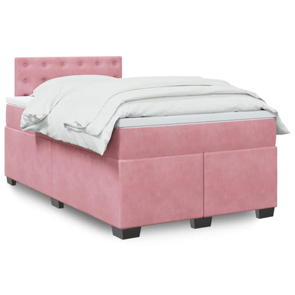Box Spring Postel S Matrací Samet Růžová