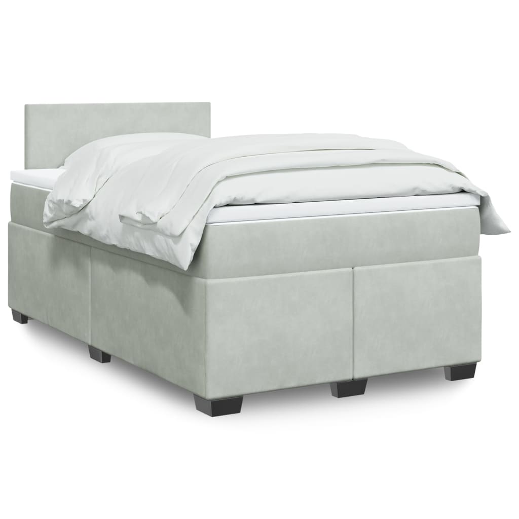 Box Spring Postel S Matrací Samet Světle Šedá