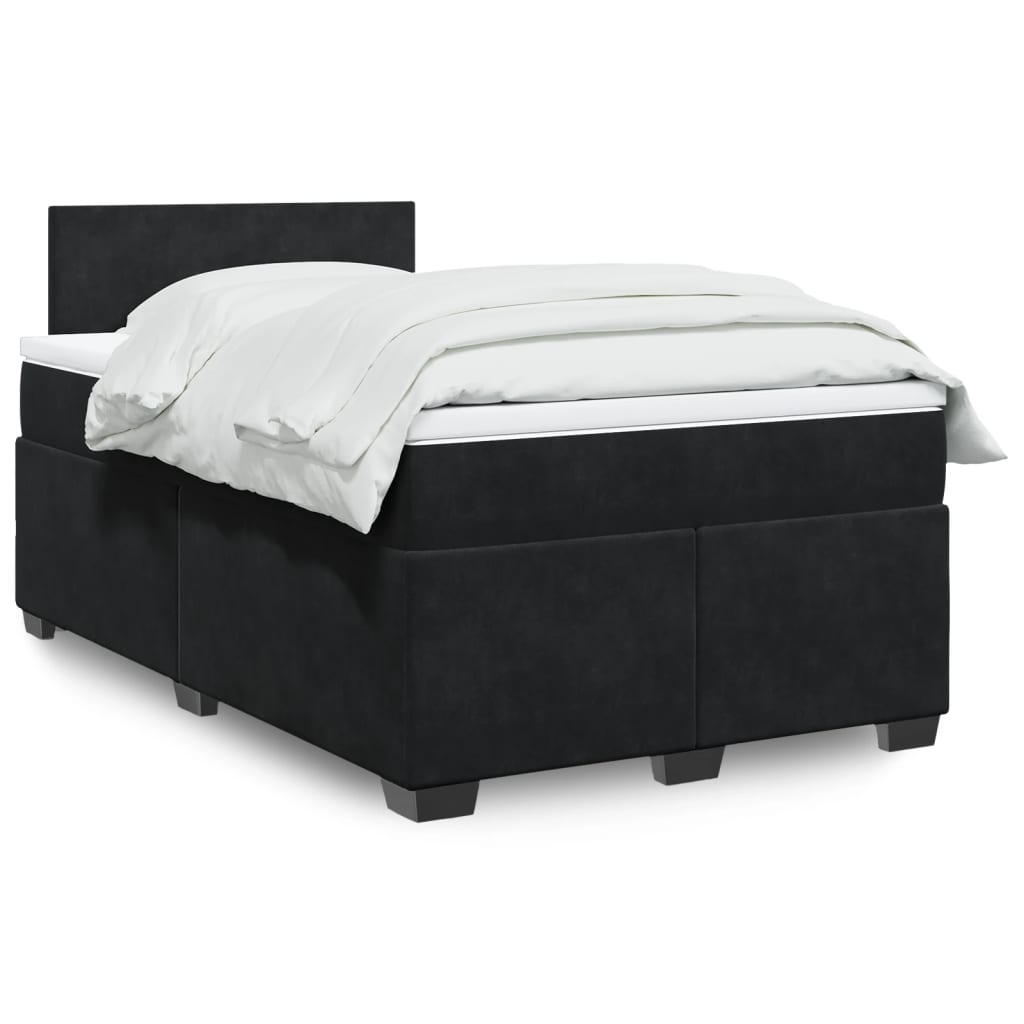 Box Spring Postel S Matrací Černá Samet Černá
