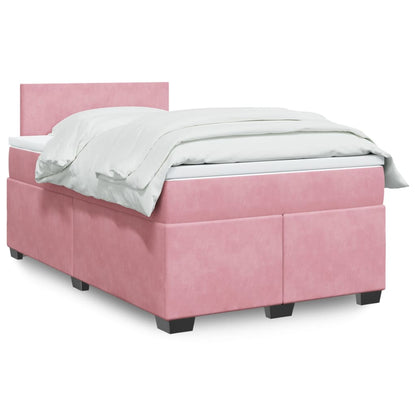 Box Spring Postel S Matrací Samet Růžová