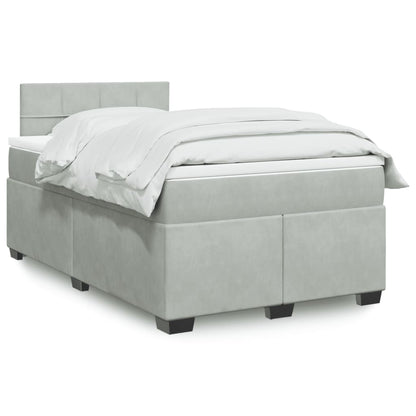 Box Spring Postel S Matrací Samet Světle Šedá
