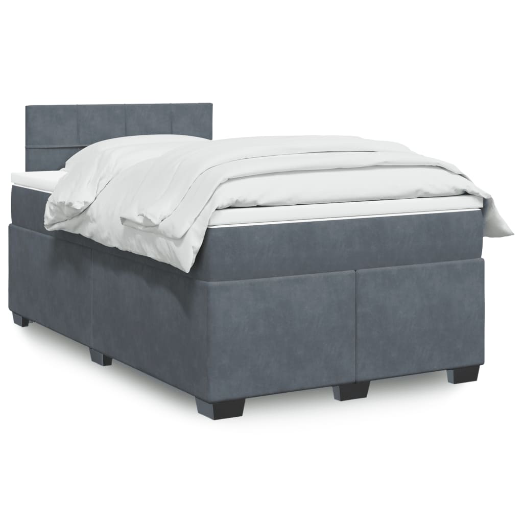 Box Spring Postel S Matrací Samet Tmavě Šedá