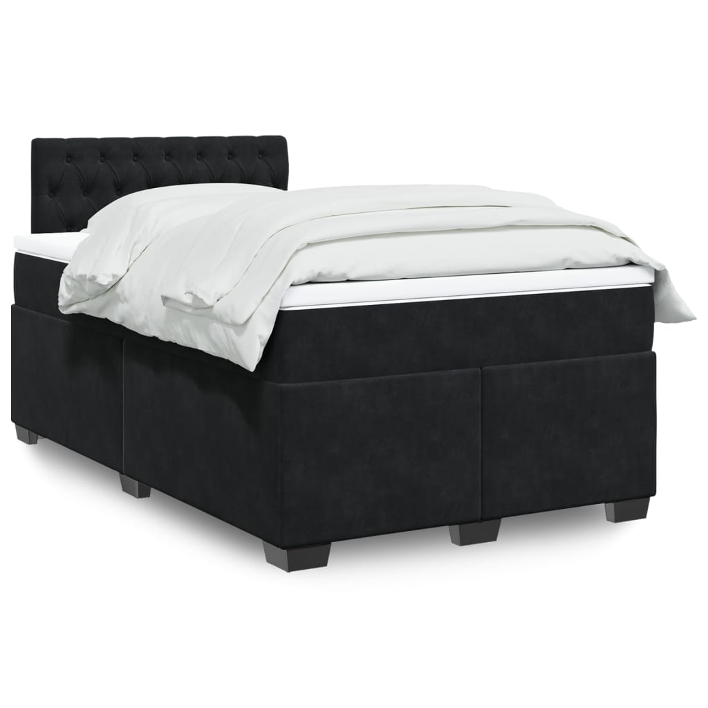 Box Spring Postel S Matrací Černá Samet Černá