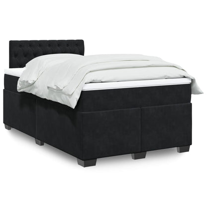 Box Spring Postel S Matrací Černá Samet Černá