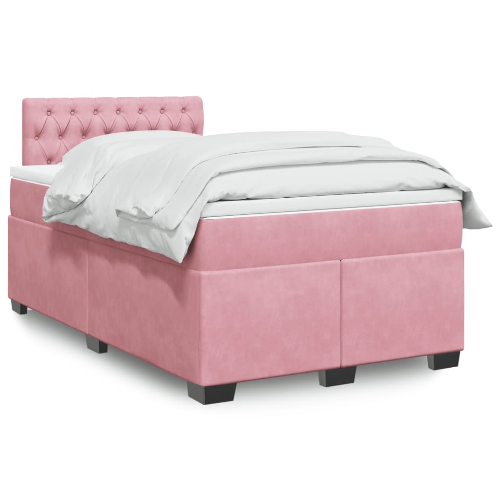 Box Spring Postel S Matrací Samet Růžová